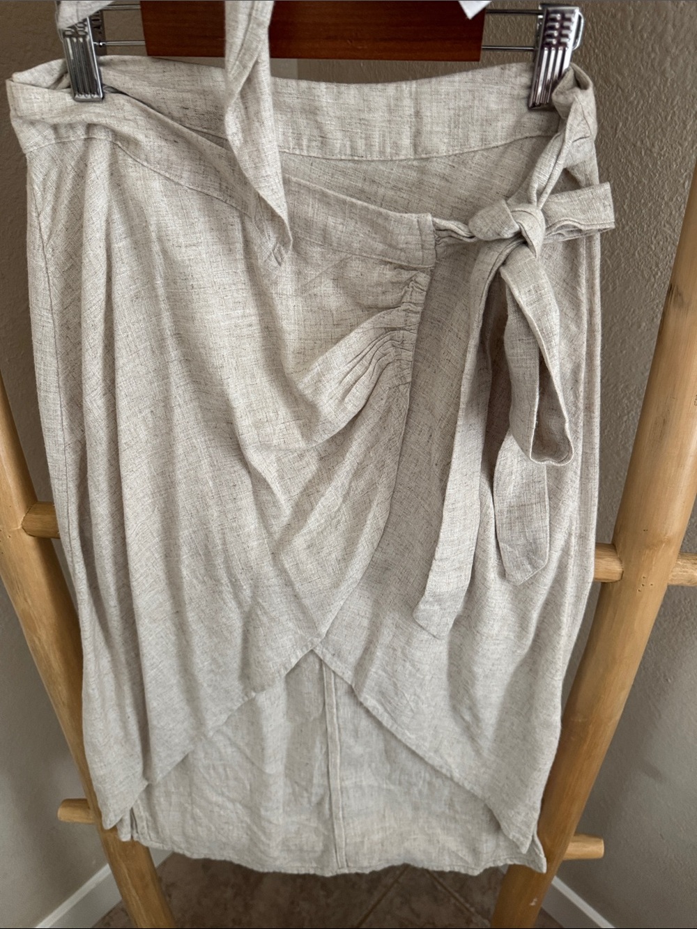 Noisy May Neutral Stone Tie-Front Crop Top & Wrap Midi Skirt Set - Picture 3 of 6